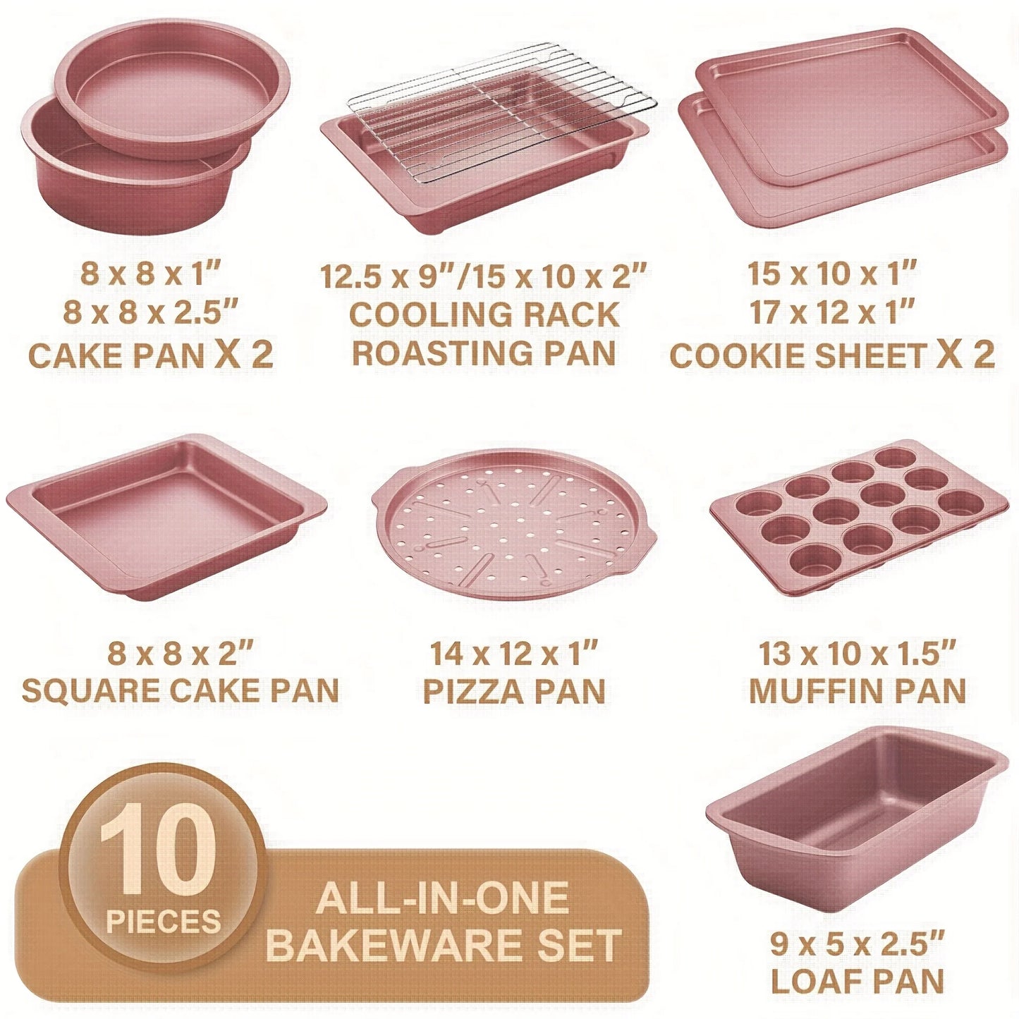 Set of 10 Non-Stick Baking Pans
