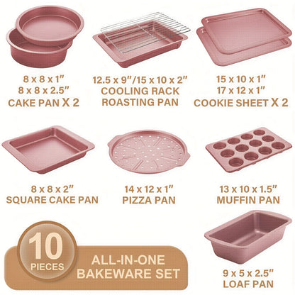 Set of 10 Non-Stick Baking Pans