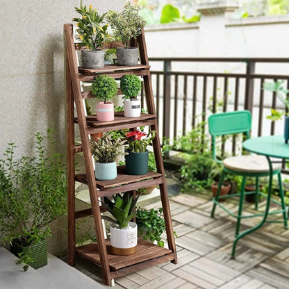 Folding 4 Tier Ladder Shelf