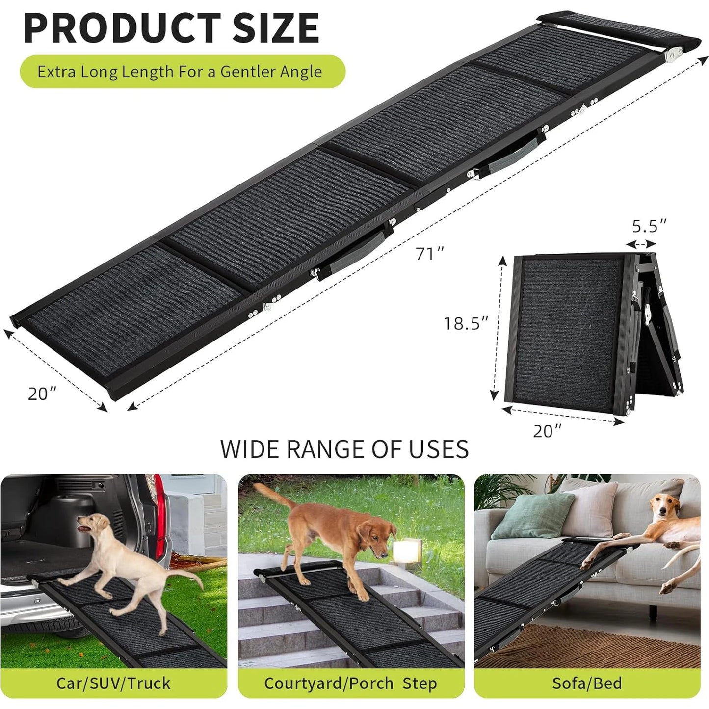 Folding Pet Ramp For Dogs With Non-Slip Surface