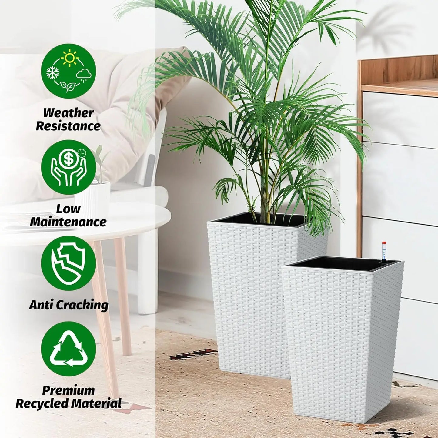 Set of 2 Self Watering Plant Pots