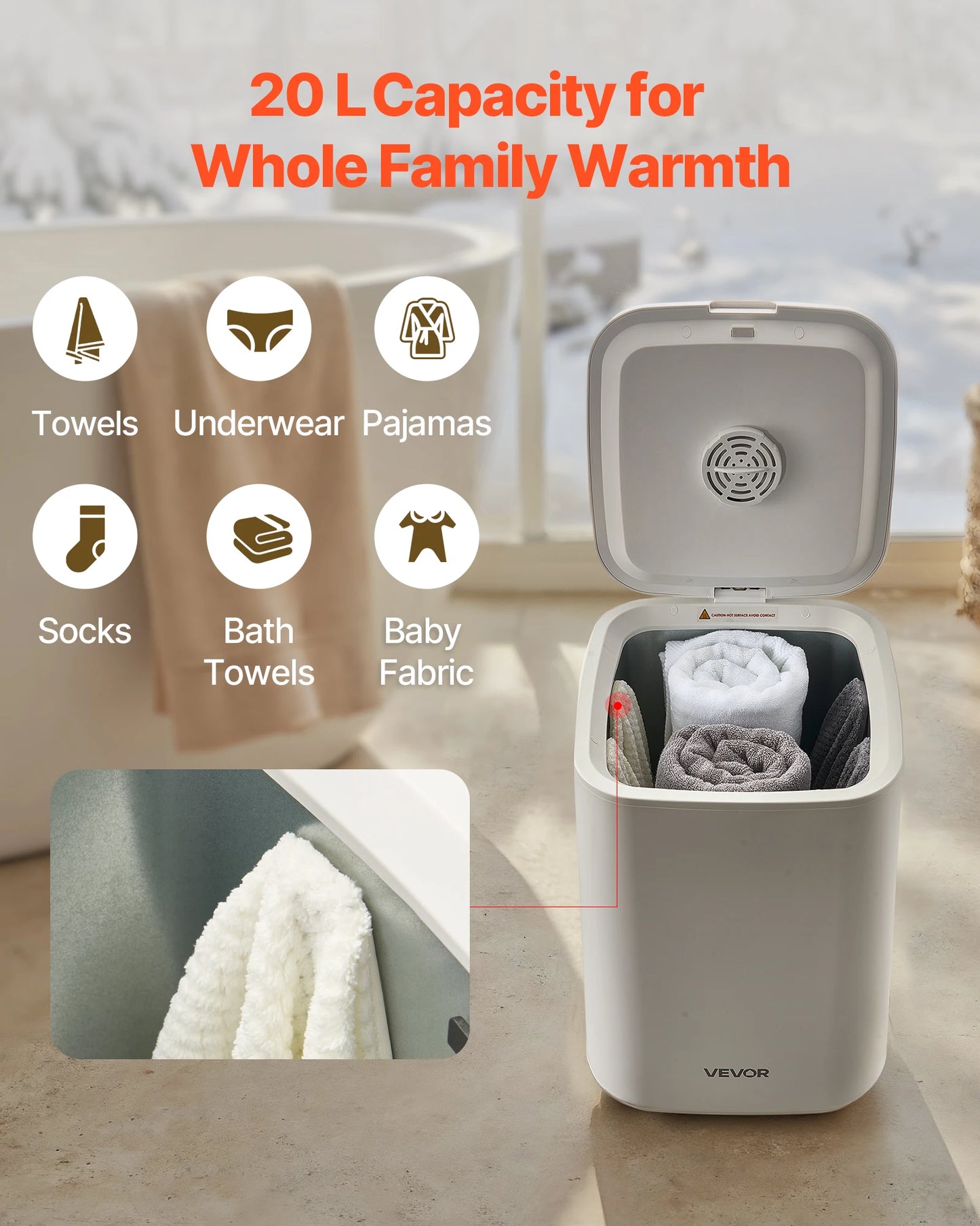 20L Towel Warmer w/ TImer & Temperature Control