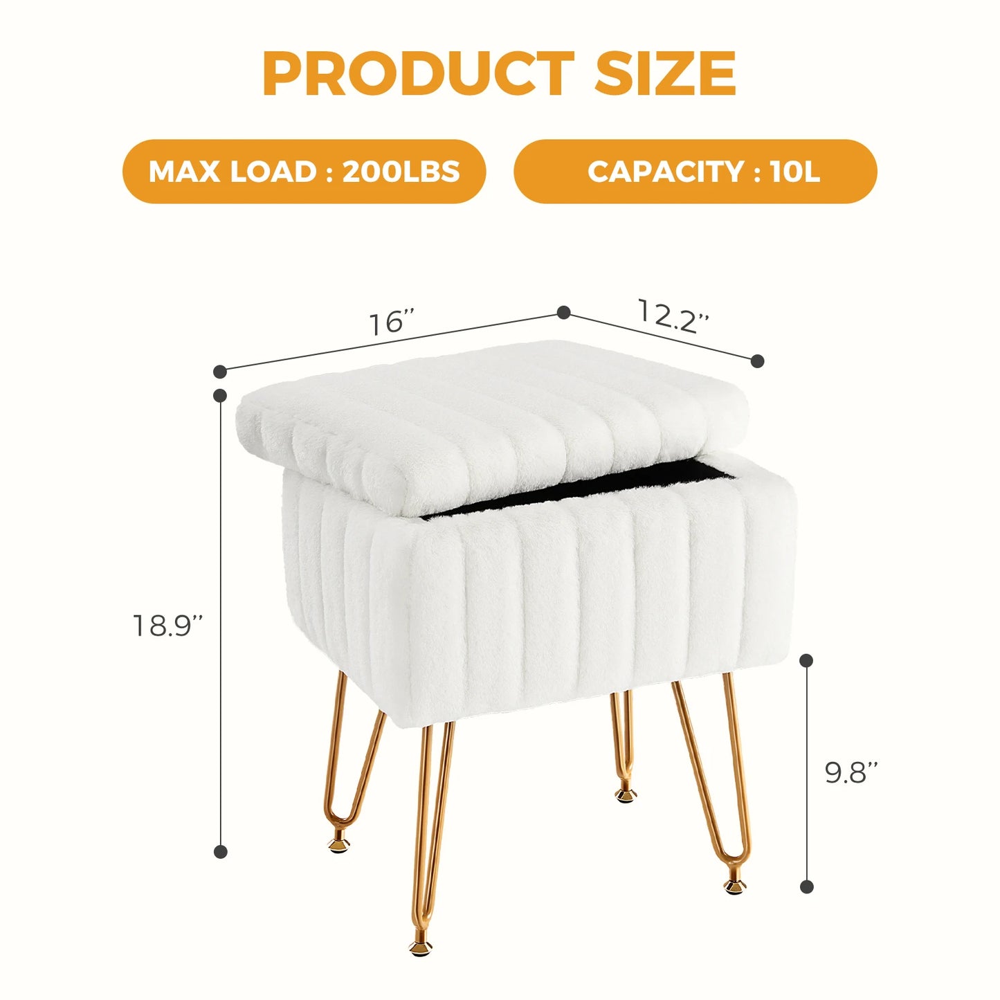 Faux Fur Hidden Storage Ottoman
