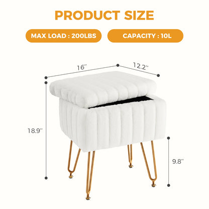 Faux Fur Hidden Storage Ottoman
