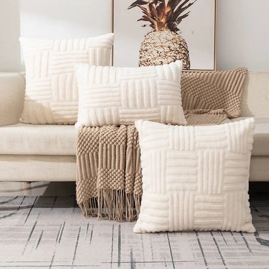 1pc Boho Faux Fur Throw Pillow Covers