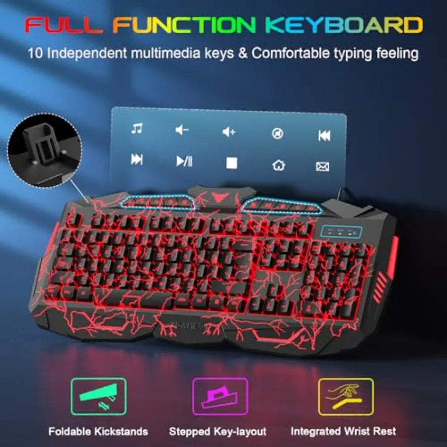 Gaming Keyboard Mouse Headset Combo