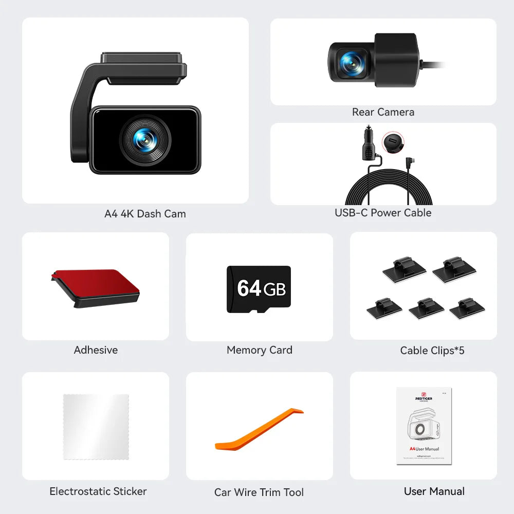 4k Dash Cam Front and Rear Drive Recorder