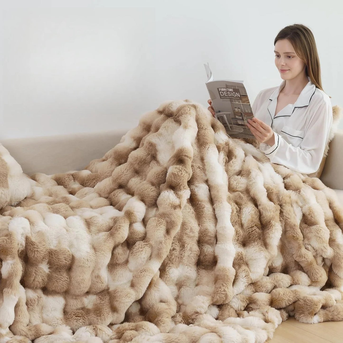 Cozy Faux Rabbit Oversized Throw