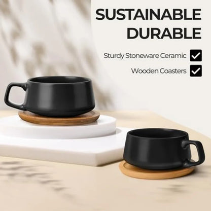 Set of 4 Ceramic Cups and Saucers