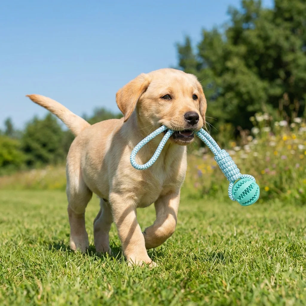 Cotton Rope & Rubber Chew Ball