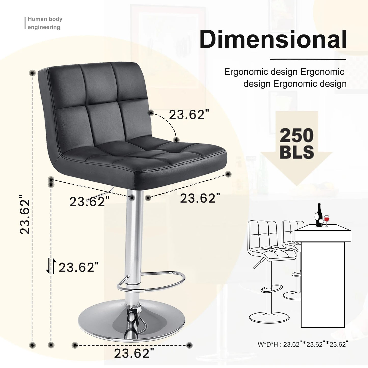Leather Bar Stools Set of 2-up to 250lbs