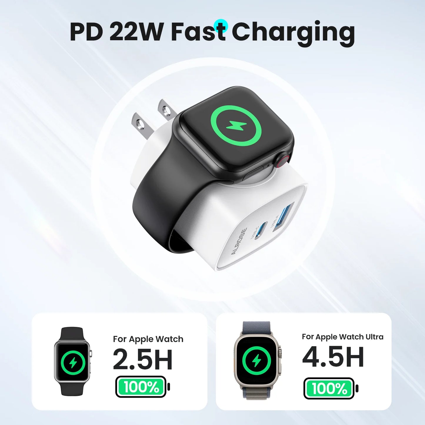 3 in 1 USB C Wall Charger Block for iPhone, Ipad, Apple Watch