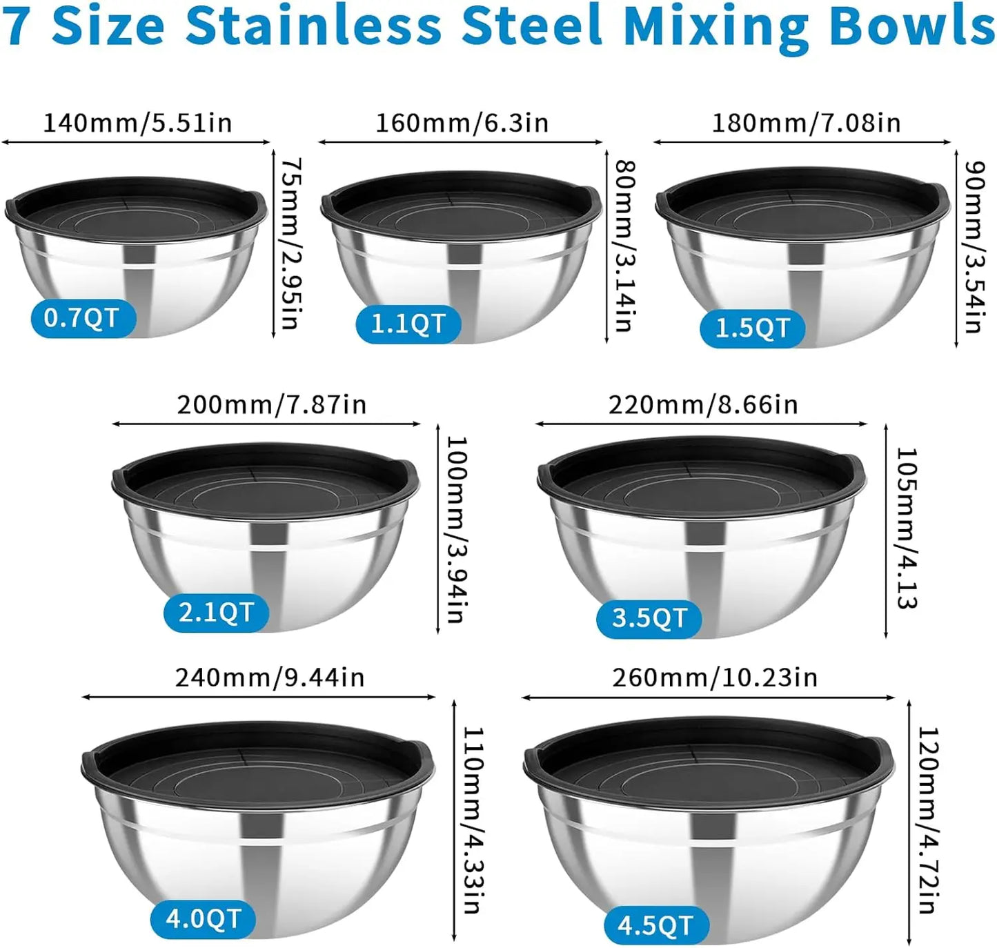 7-Piece Stainless Steel Mixing Bowl Set