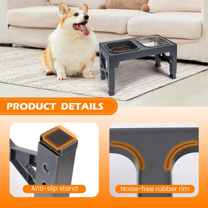 2-in-1 Elevated Slow Feeder & Water Bowls
