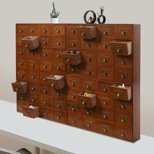 Tabletop 64 Drawer Pine Wood Organizer