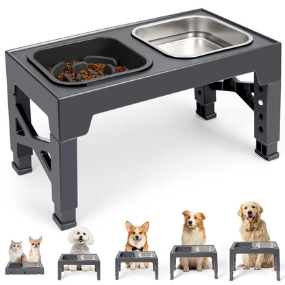 2-in-1 Elevated Slow Feeder & Water Bowls