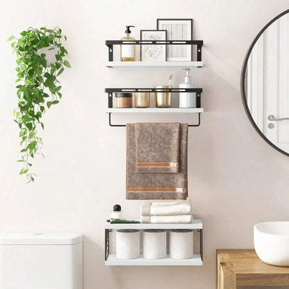 Floating Shelves with Towel Bar