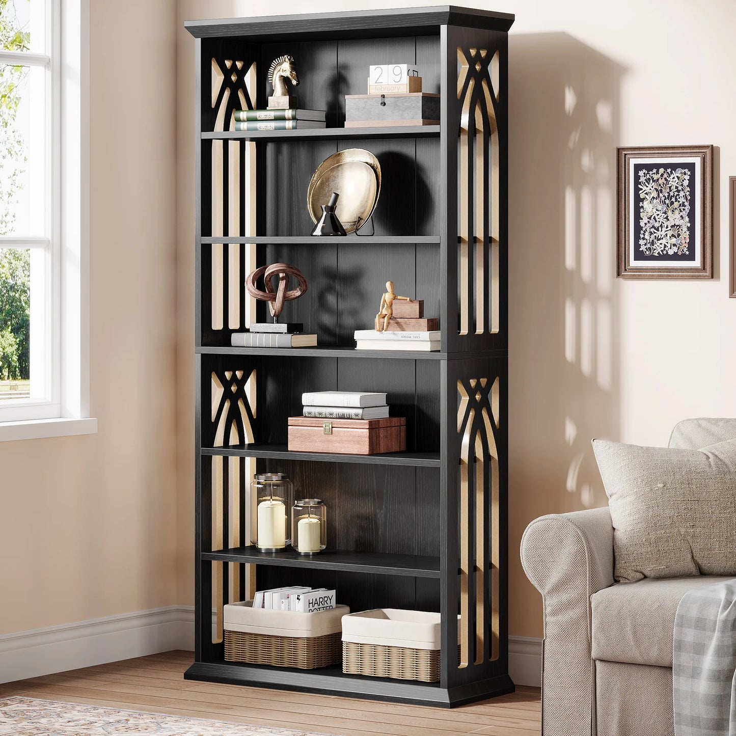 75-Inch 6-Tier Tall Bookshelf