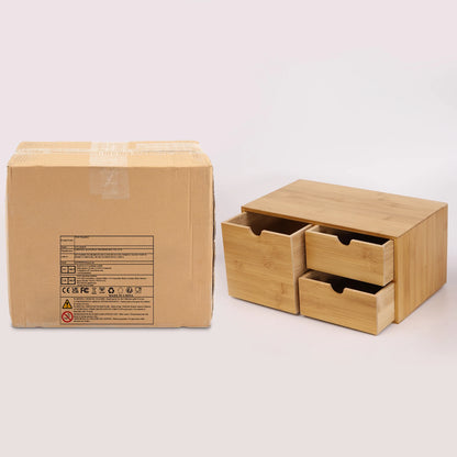 3 Drawer Bamboo Desk Organizer