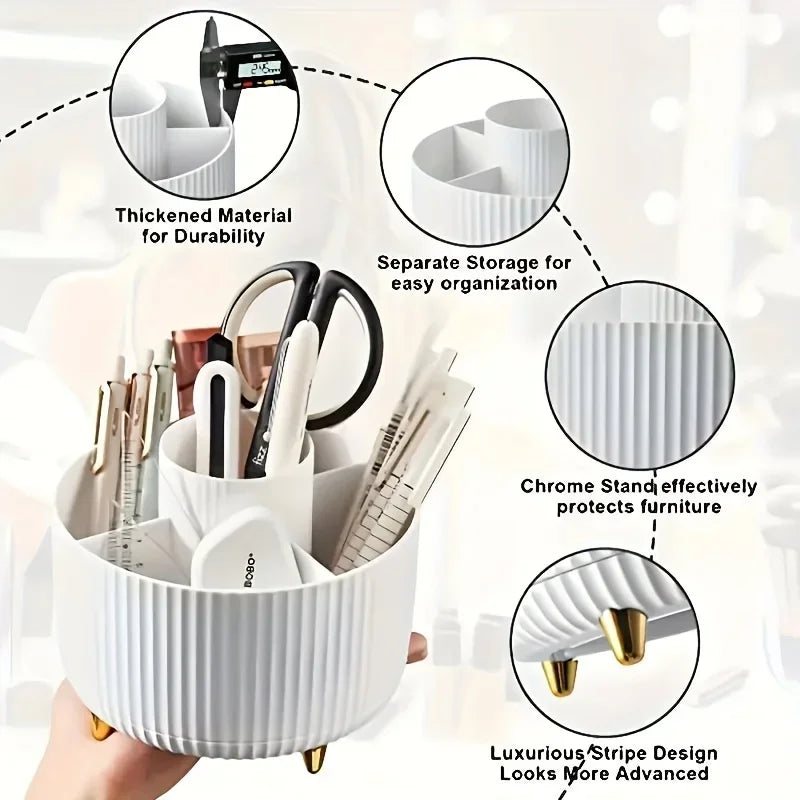 5 Compartment 360° Rotating Makeup & Brush Organizer