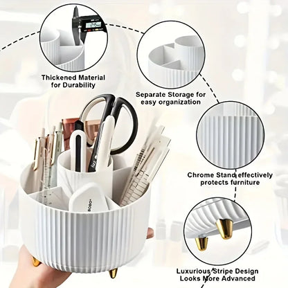 5 Compartment 360° Rotating Makeup & Brush Organizer