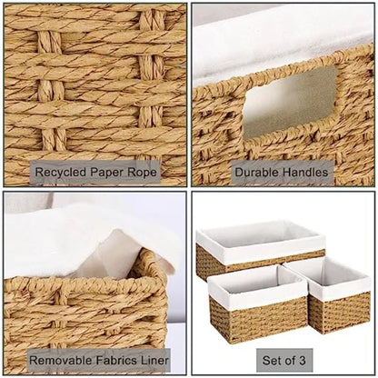 3-Pack Woven Rope Wicker Baskets