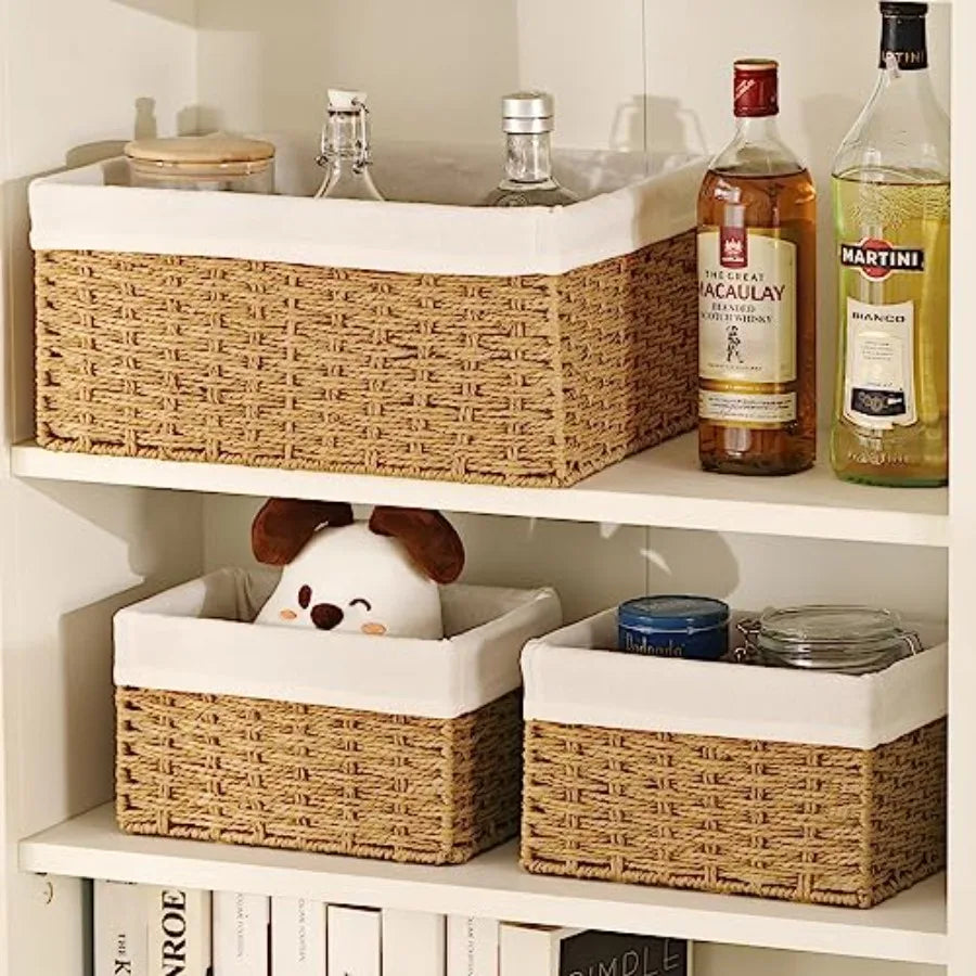 3-Pack Woven Rope Wicker Baskets