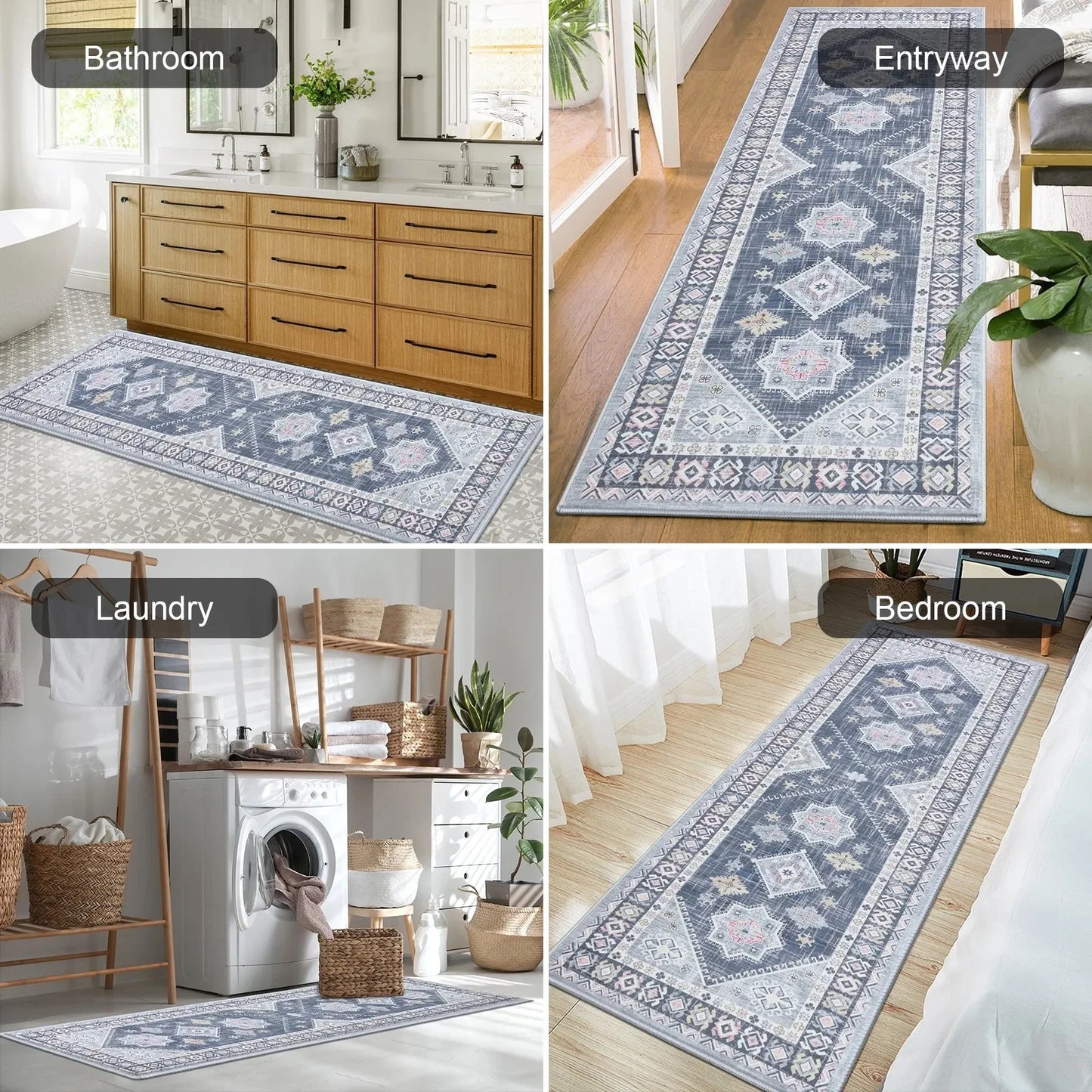 VIKAMA Bohemian Washable Rug