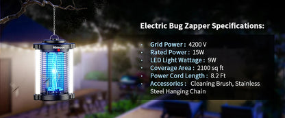 15W/4200V Outdoor Bug Zapper Dual LED Light