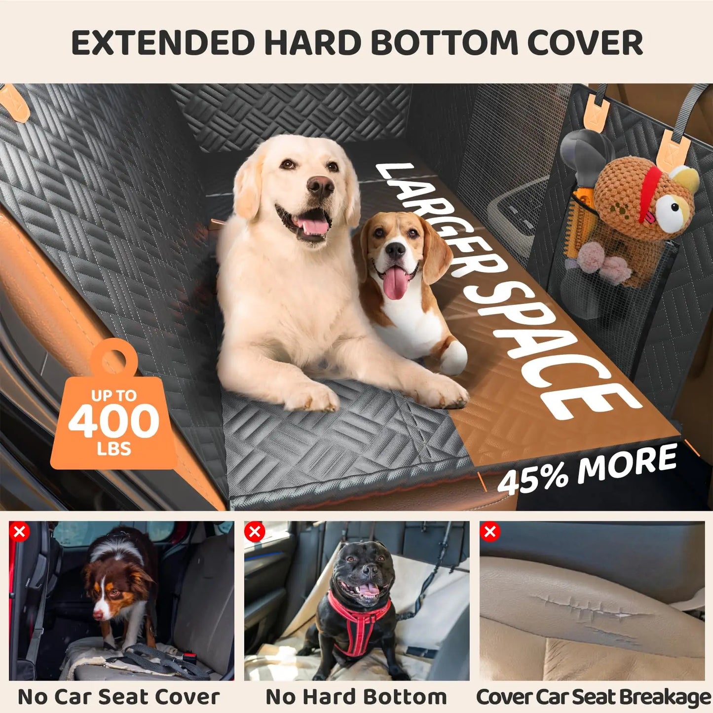 Heavy-Duty, Hard Bottom Rear Seat Dog Cover