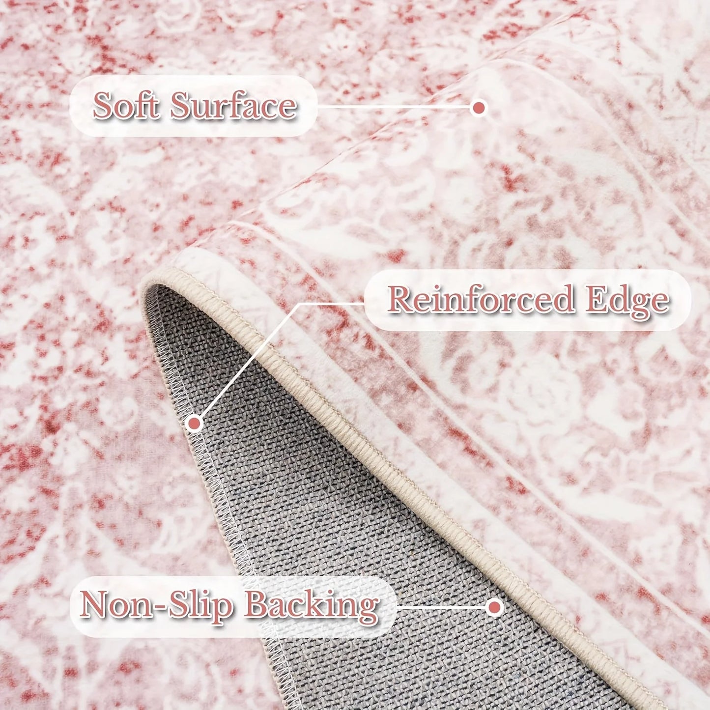 Pink floral large area rug