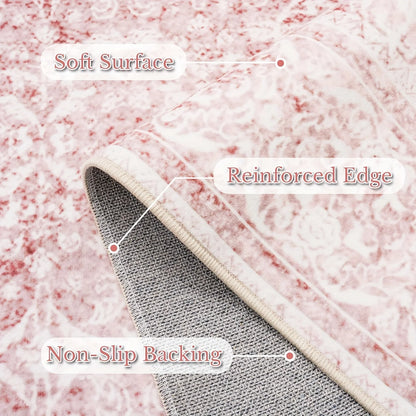Pink floral large area rug