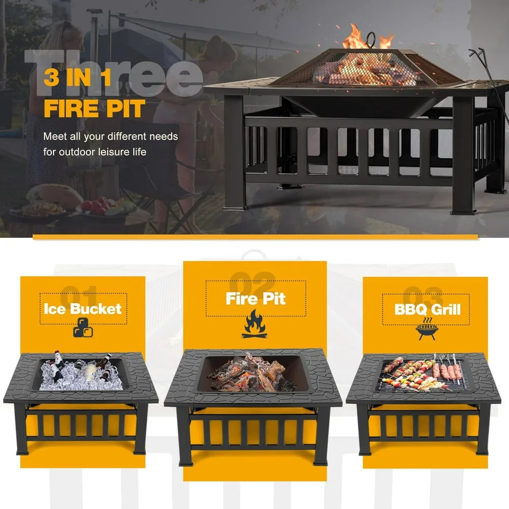32 Inch Metal Fire Pit Table