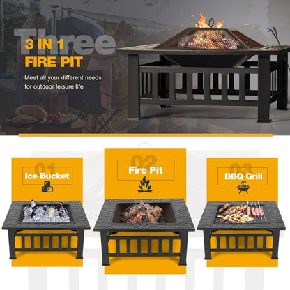 32 Inch Metal Fire Pit Table