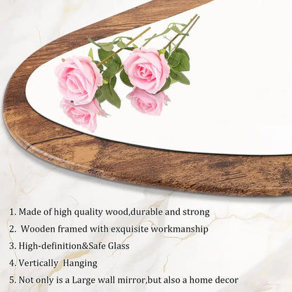 Large Asymmetrical Wood Framed Wall Mirror