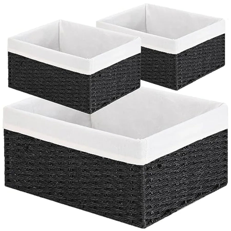 3-Pack Woven Rope Wicker Baskets