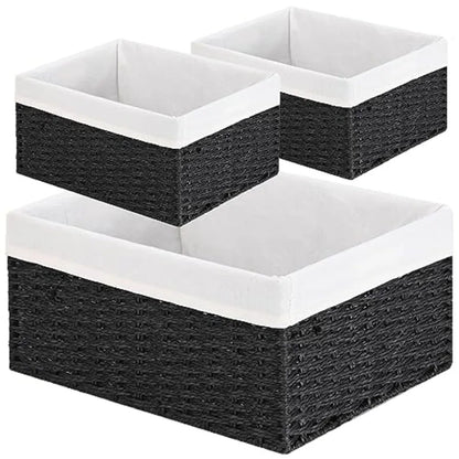 3-Pack Woven Rope Wicker Baskets