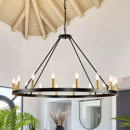 16-Light Wagon Wheel Chandelier