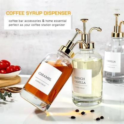 4 pk Syrup Dispensers with Labels