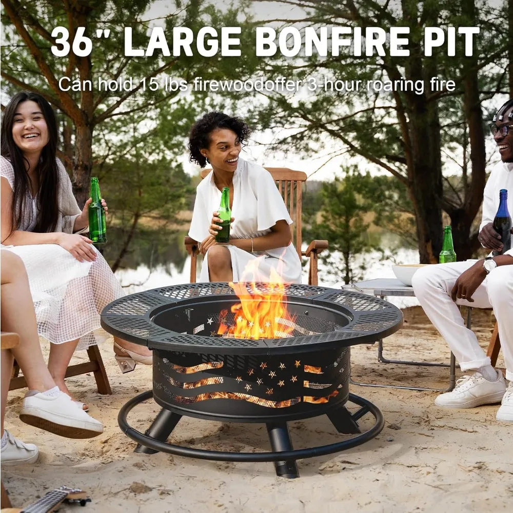 36 Inch Fire Pit with 2 Cooking Grates
