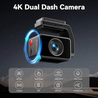 4k Dash Cam Front and Rear Drive Recorder