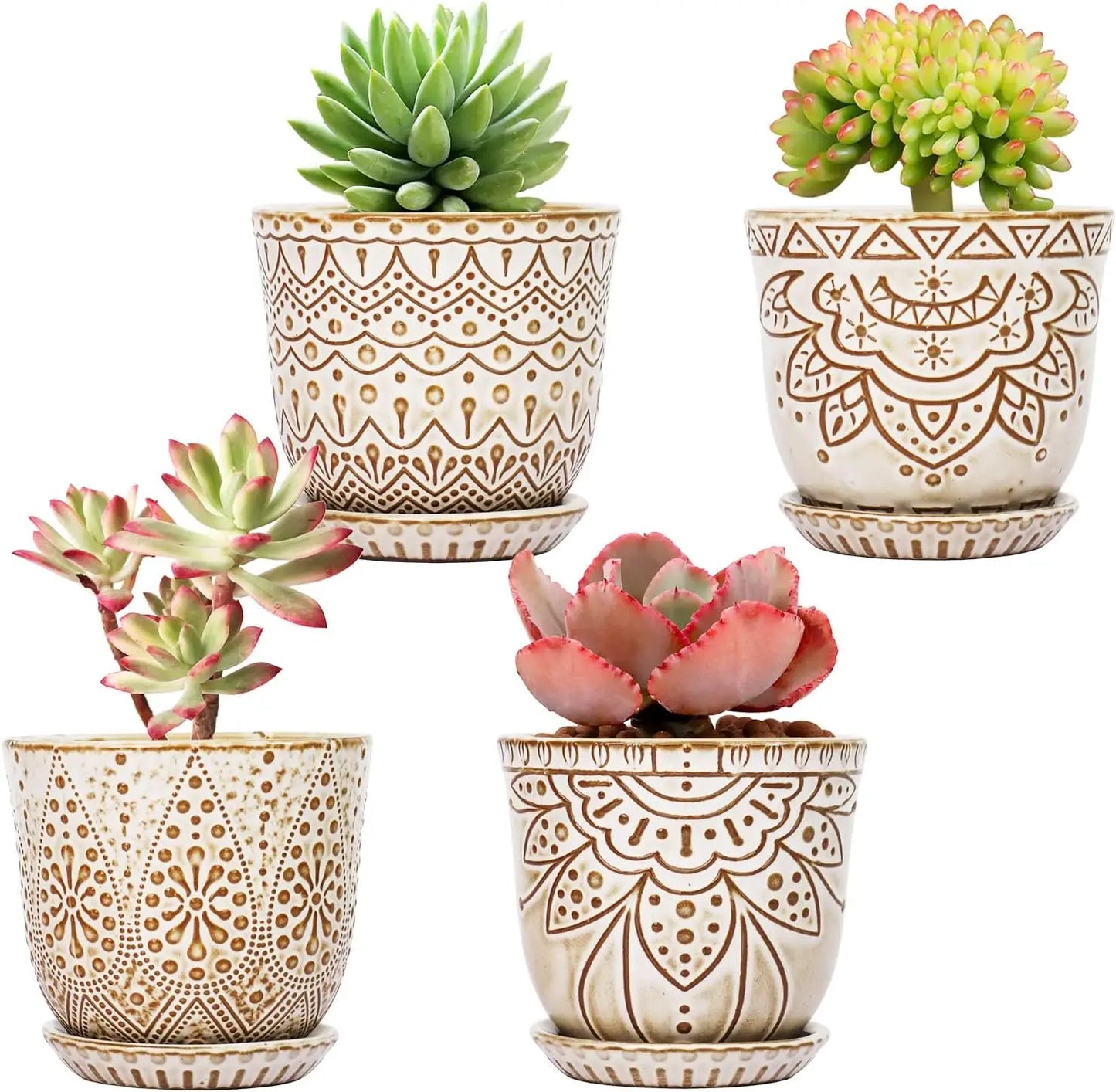 Set of 4 Ceramic Plant Pots