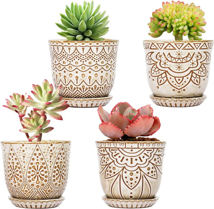 Set of 4 Ceramic Plant Pots
