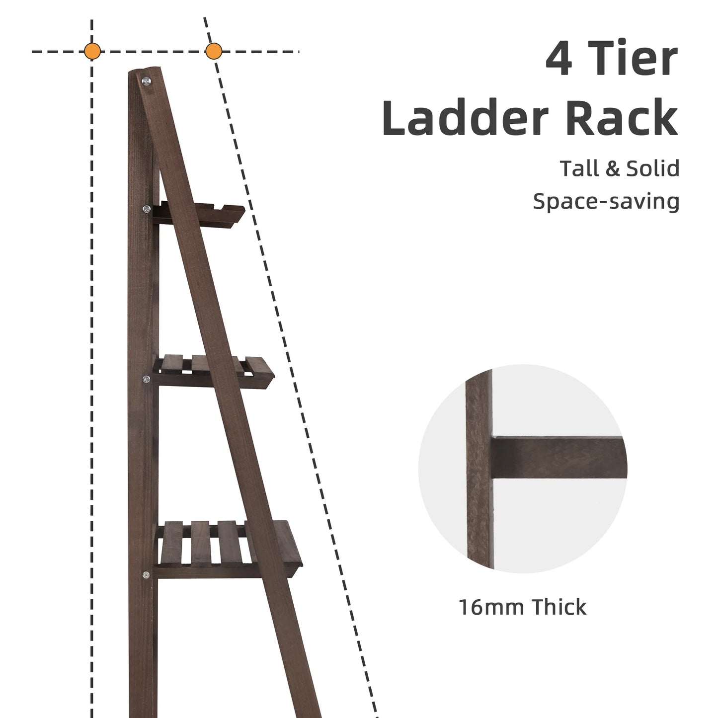 Folding 4 Tier Ladder Shelf