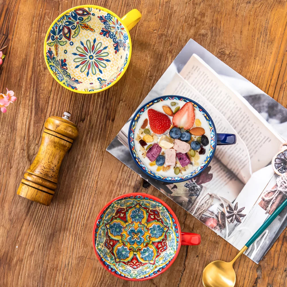 Hand Painted Ceramic Bohemian Mug
