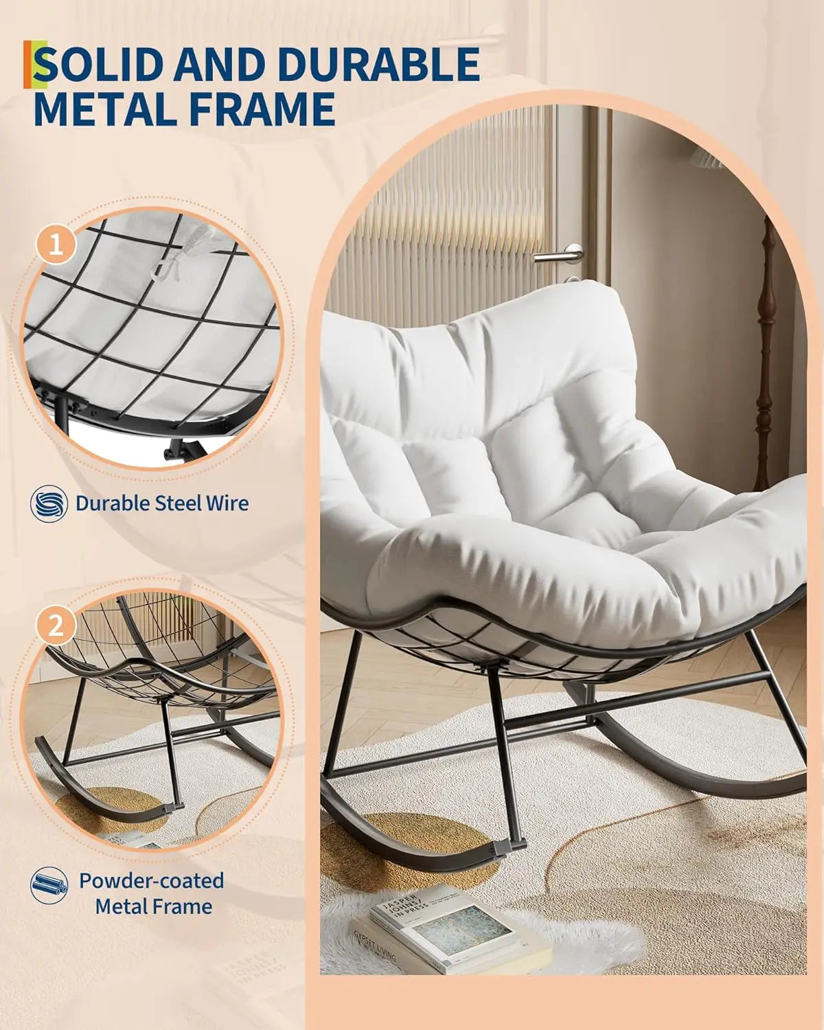 Outdoor/Indoor Oversized Rocking Chair with Footrest