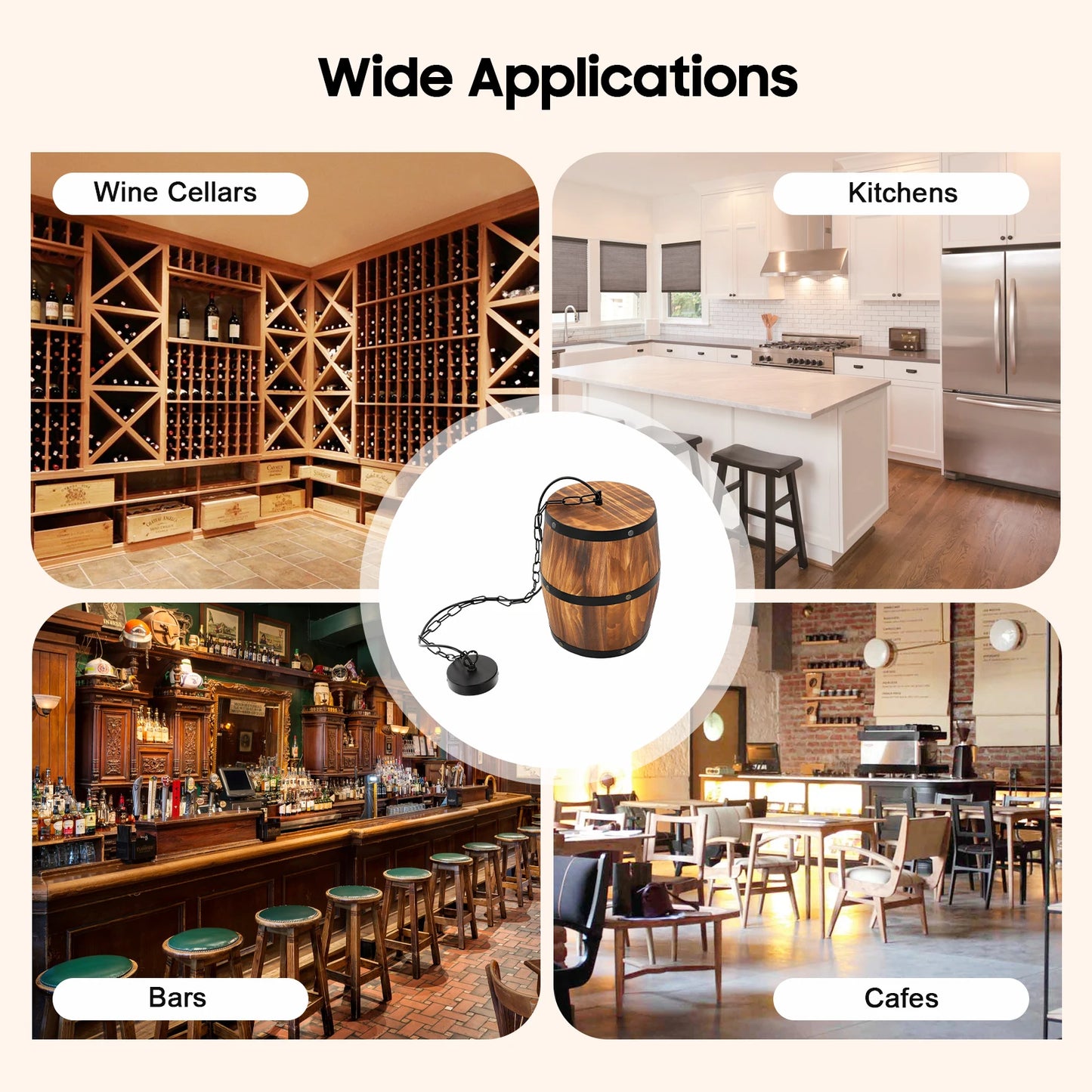 Wine Barrel Design Chandelier UL Certified