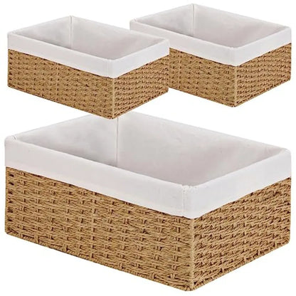 3-Pack Woven Rope Wicker Baskets