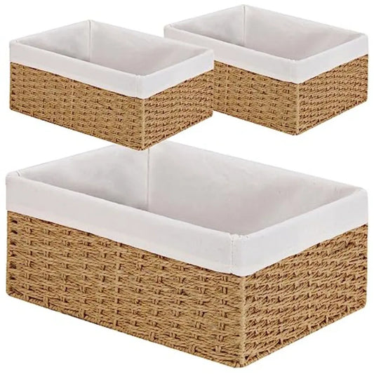 3-Pack Woven Rope Wicker Baskets