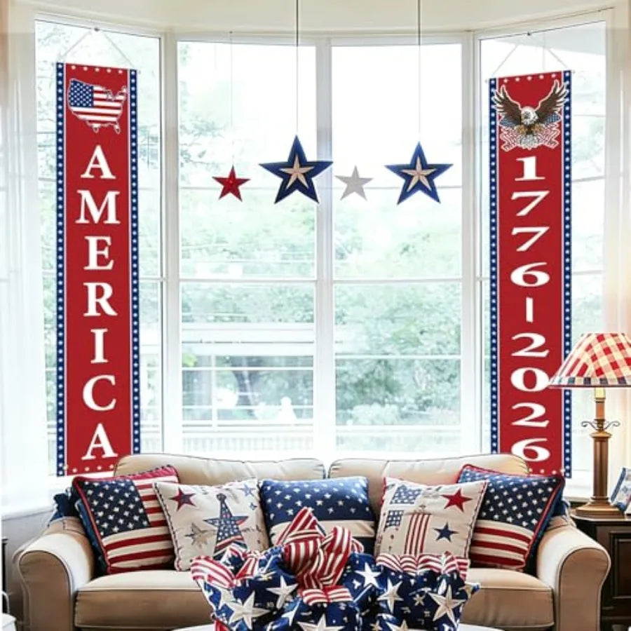 2 Pk 250th Anniversary Patriotic Hanging Banner